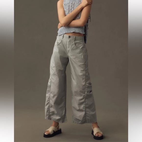 NWT Pilcro Parachute Curve Barrel Pants Sky Blue Anthropologie Size 24 - Picture 7 of 14